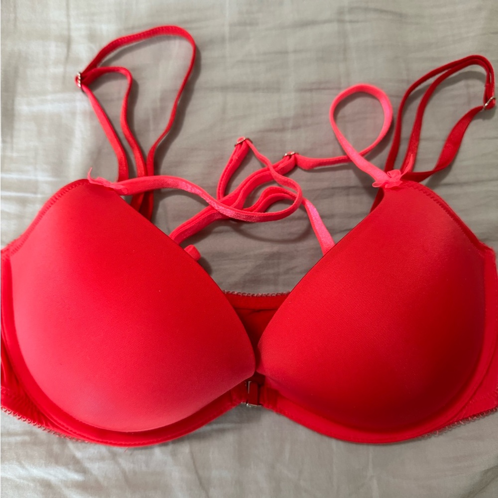 Bright red push-up bra